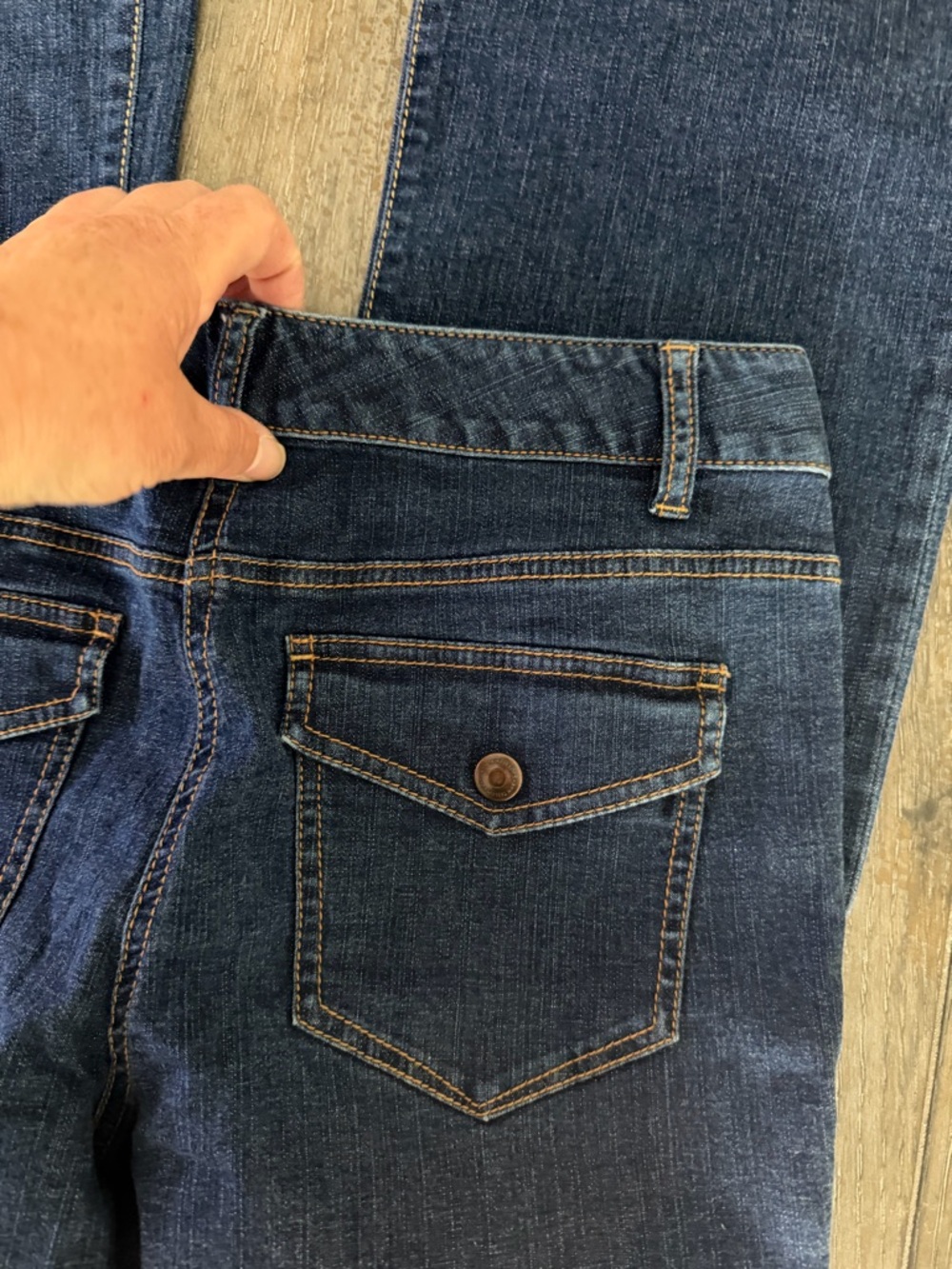 LOFT Women's Dark Blue Bootcut Jeans - Picture 6 of 8